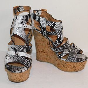 Izabella Rue Wedge Platform Heels Faux Snakeskin
